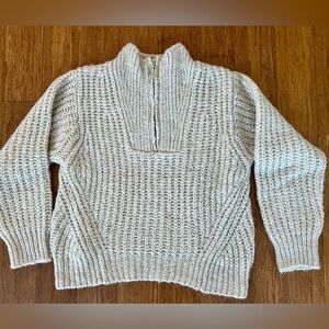 MANGO wool blend half-zip sweater (with gold zipper detail) Size Xsmall